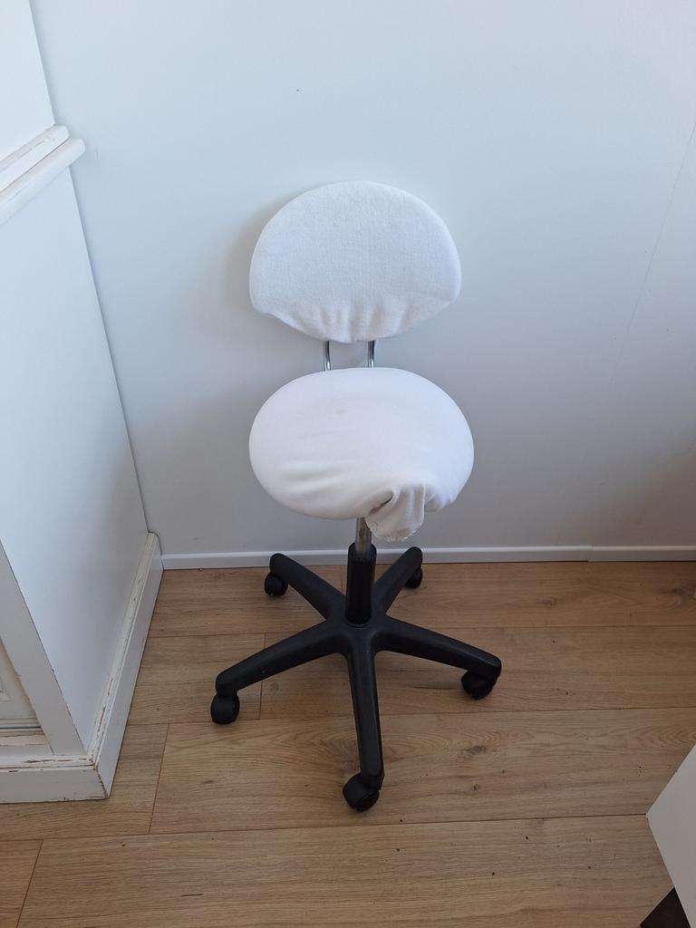 Tabouret / Kruk op wielen - Wit, Huis en Inrichting, Bureaustoelen, Gebruikt, Bureaukruk, Wit, Ophalen