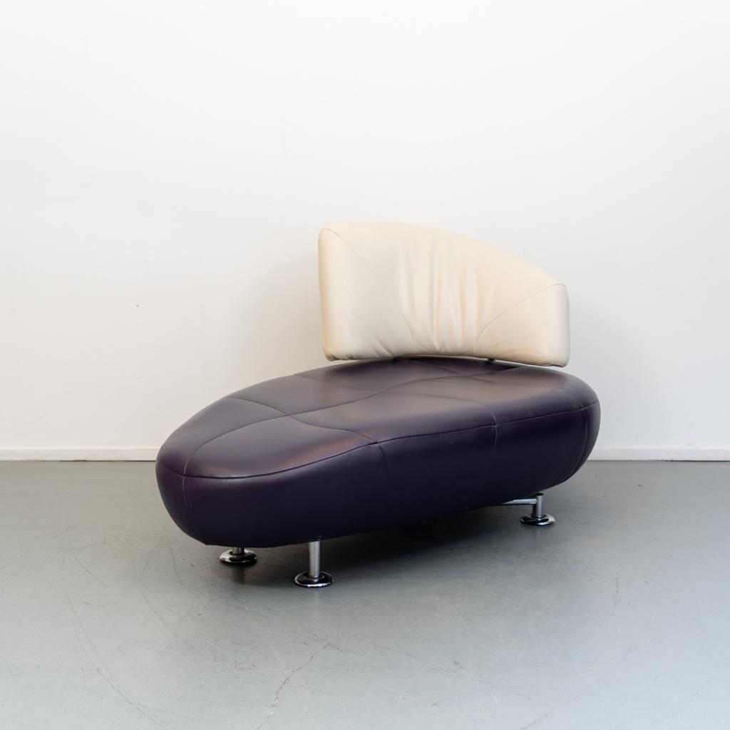 Prachtige Leolux Kikko chaise longue paars/wit, Niet ingevuld, Niet ingevuld, Leer, Ophalen of Verzenden