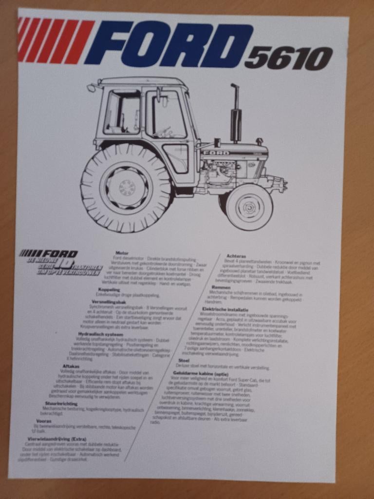 Folder Ford 5610 tractor specificaties, Boeken, Ophalen of Verzenden, Gelezen, Tractor en Landbouw