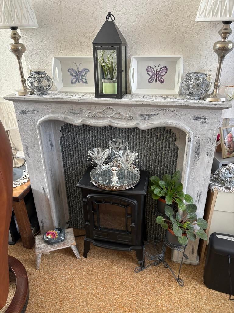 Decoratieve houten schouw - Sfeervolle haardombouw, Ophalen, Gebruikt, Vrijstaande haard, Overige soorten