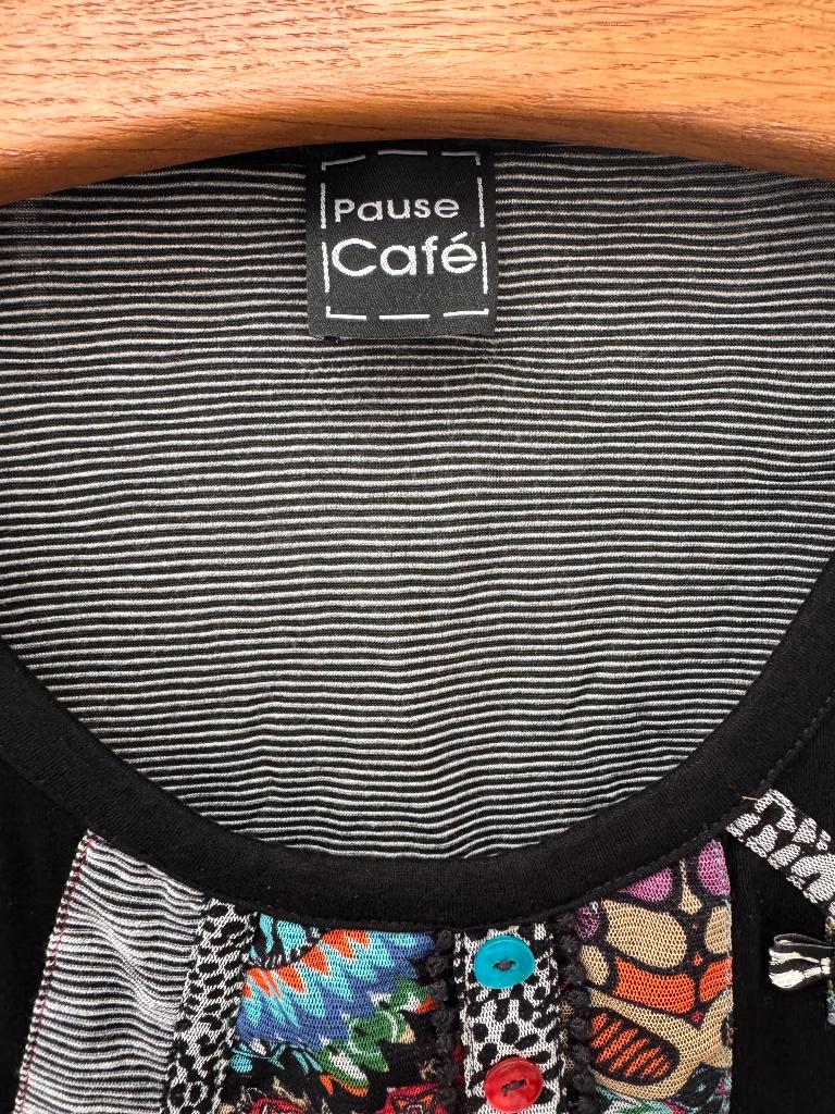 Pause Café zwart shirt korte doorzichtige mouwen maat 46, Zwart, Zo goed als nieuw, Pause Cafe, Shirt of Top