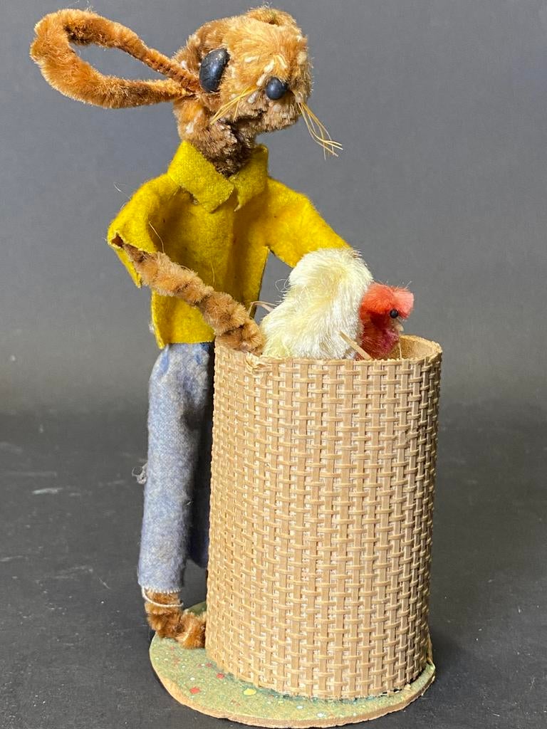 Antieke paas muis kuikens mand, Ophalen of Verzenden