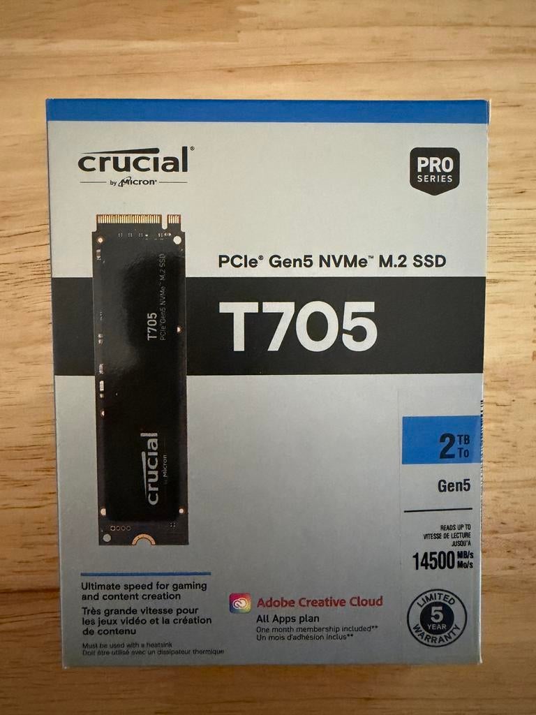 Crucial T705 2TB ssd - nieuw, Computers en Software, Harde schijven, Ophalen, Intern, SSD, Nieuw
