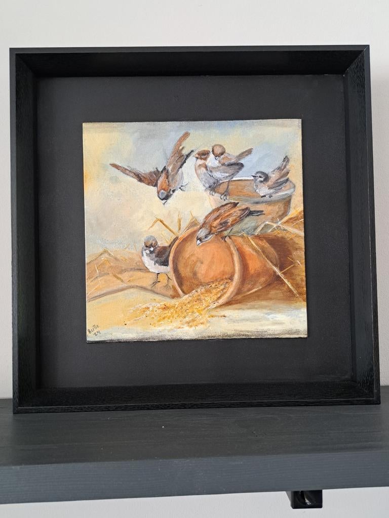 Olieverfschilderijtje inclusief lijst 45x45, Ophalen of Verzenden