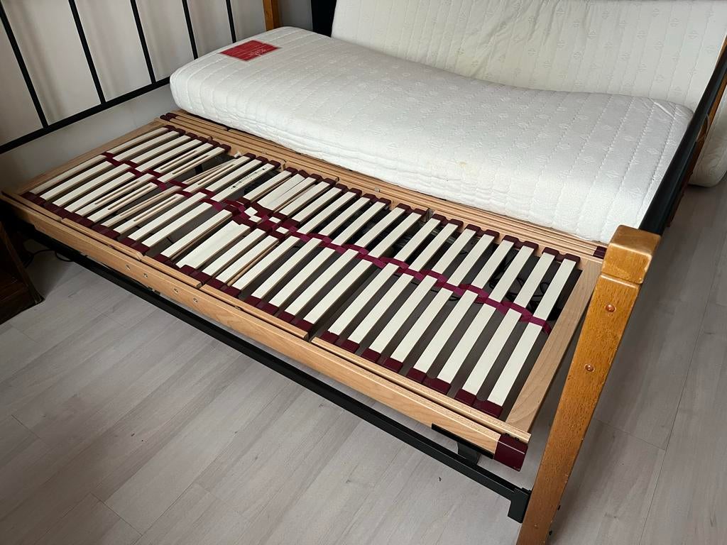 Tweepersoonsbed met lattenbodems, Huis en Inrichting, Slaapkamer | Bedden, Ophalen, Bed.nl, Zwart, Bed