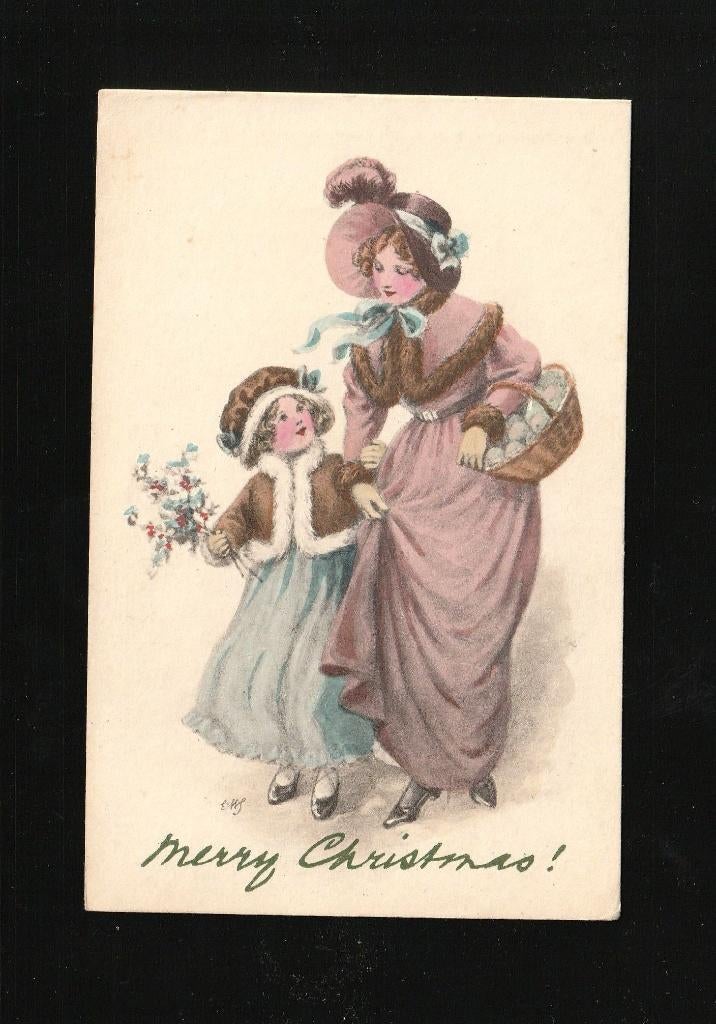 Ansicht moeder en dochter in mooie kleding D11-01, Verzenden, 1920 tot 1940, Gelopen, Kinderen