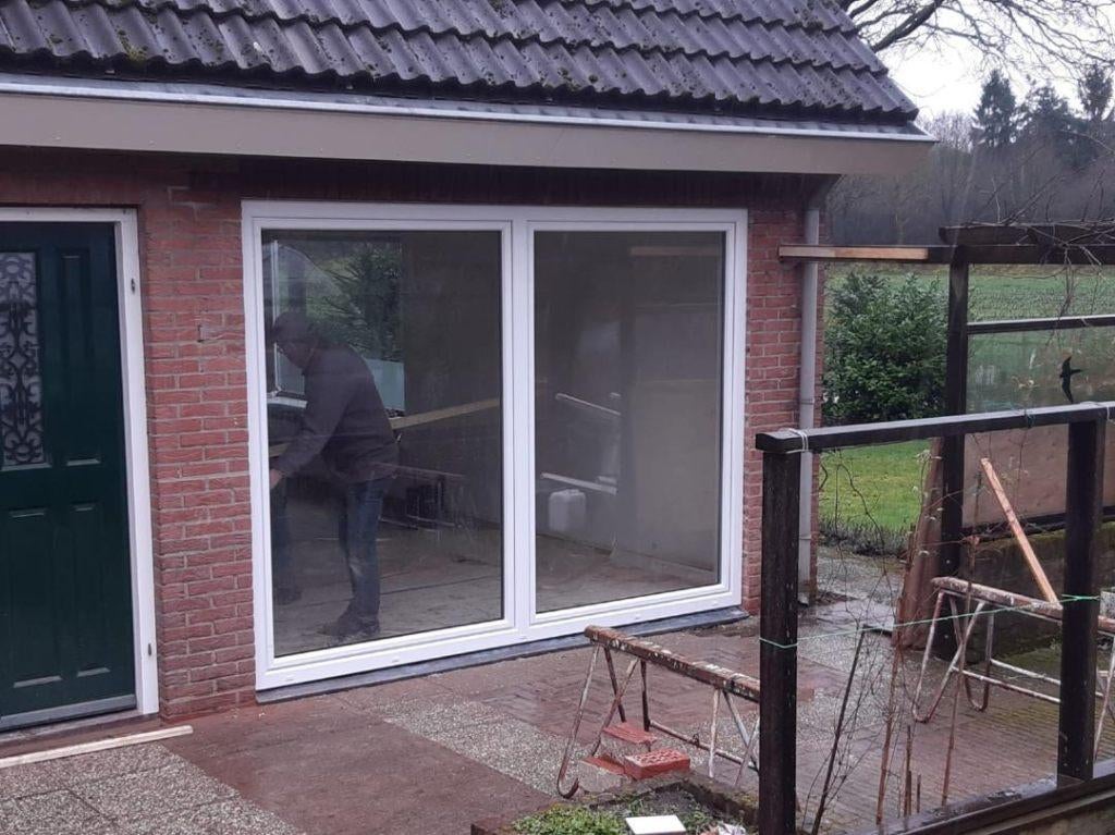 VOORRAAD / SCHUIFPUIEN / KUNSTSTOF / WIT / HR++ GLAS, Kunststof, 225 cm of meer, Nieuw, Ophalen of Verzenden