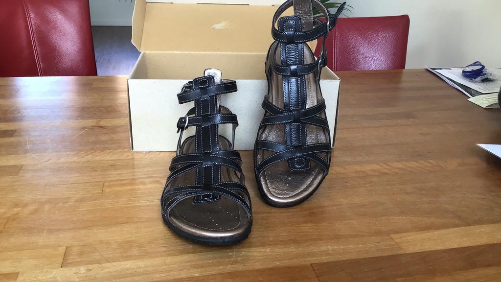 Ecco zwarte sandalen maat 39, Ophalen, Zwart, Sandalen of Muiltjes, Gedragen