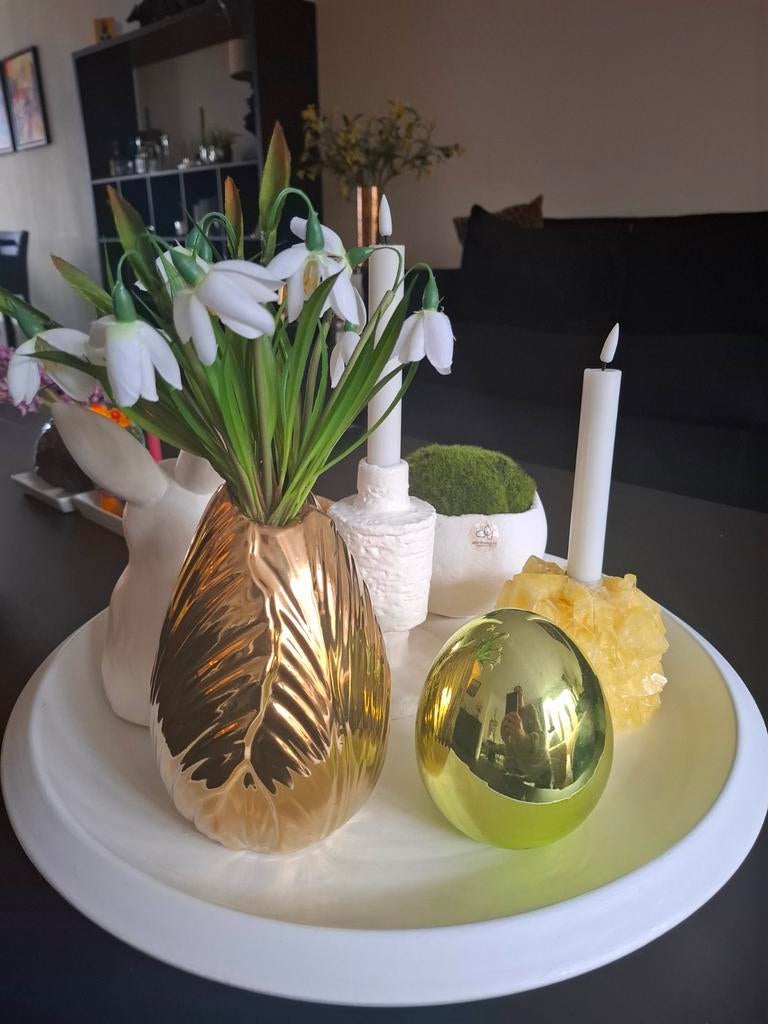 Tulpenvaasje in kleur goud., Overige kleuren, Ophalen of Verzenden, Minder dan 50 cm, Glas