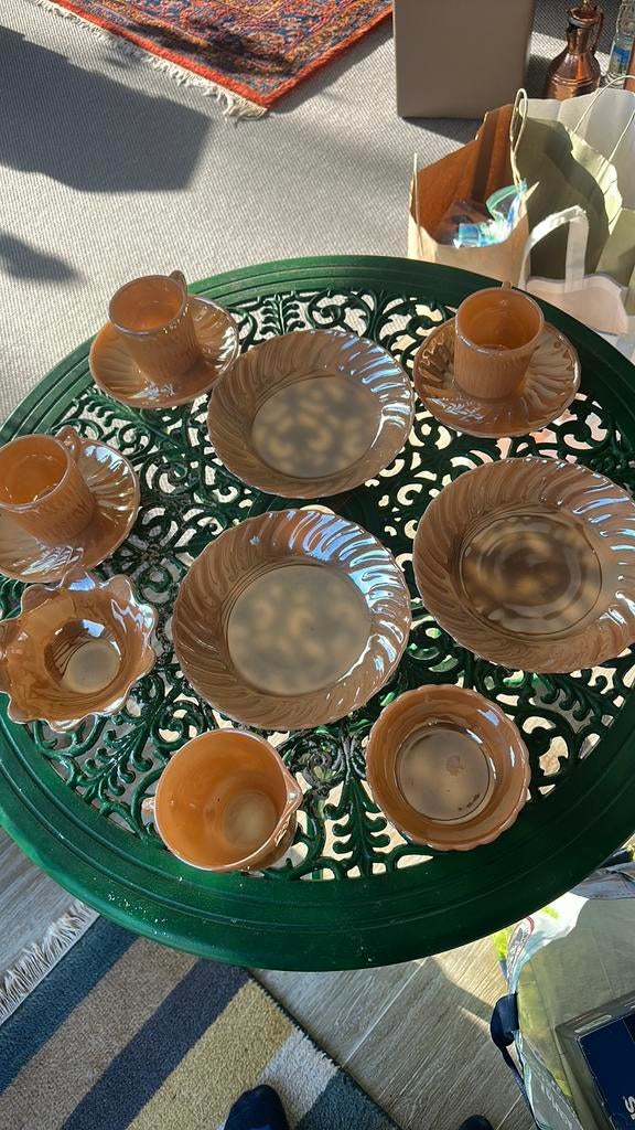 Vintage servies 2 verschillende Fire King USA, Ophalen of Verzenden, Zo goed als nieuw, Rechthoekig, Hout