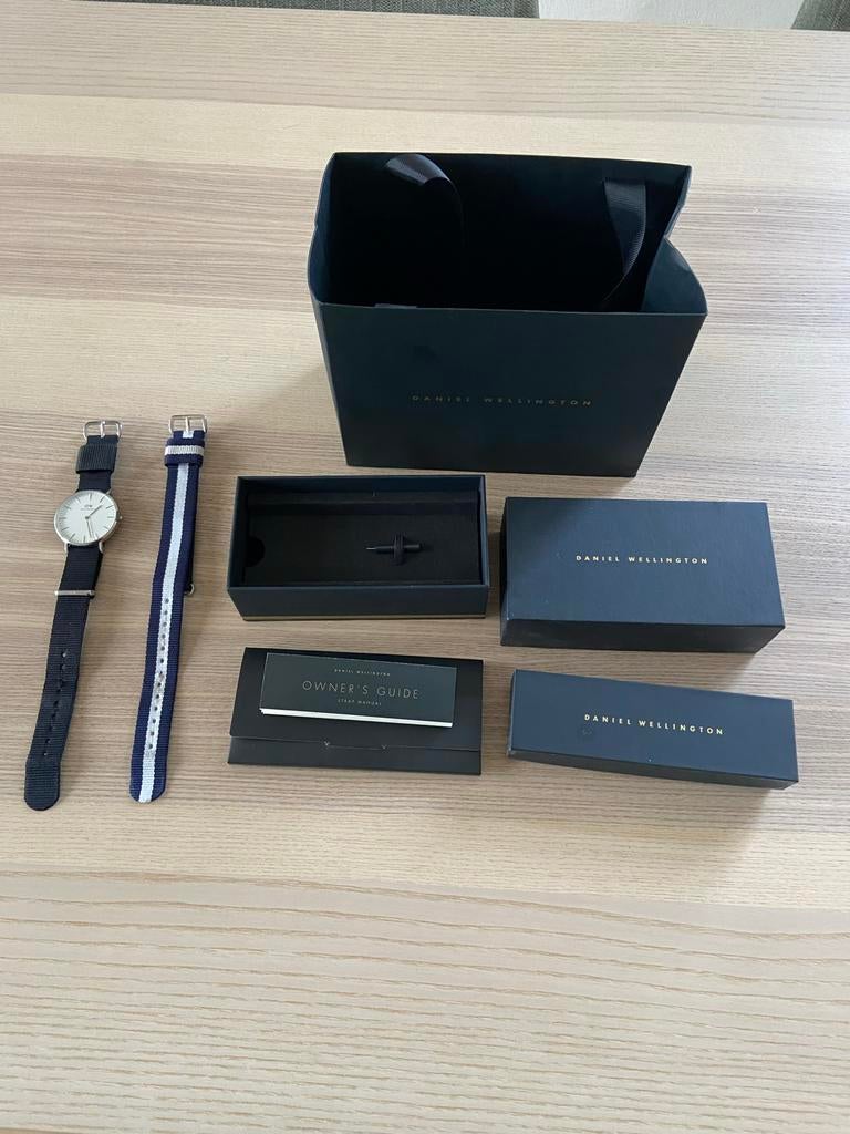 Daniel Wellington horloge 36mm met extra bandje, Staal, Polshorloge, Overige materialen, Zo goed als nieuw
