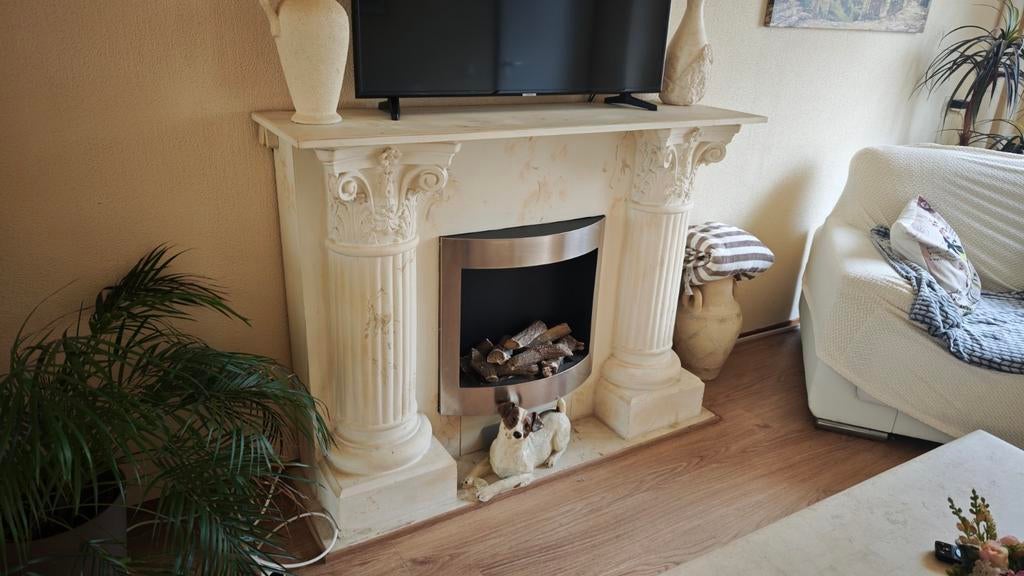 Decoratieve openhaard met klassieke ombouw, Ophalen, Gebruikt, Vrijstaande haard, Overige soorten