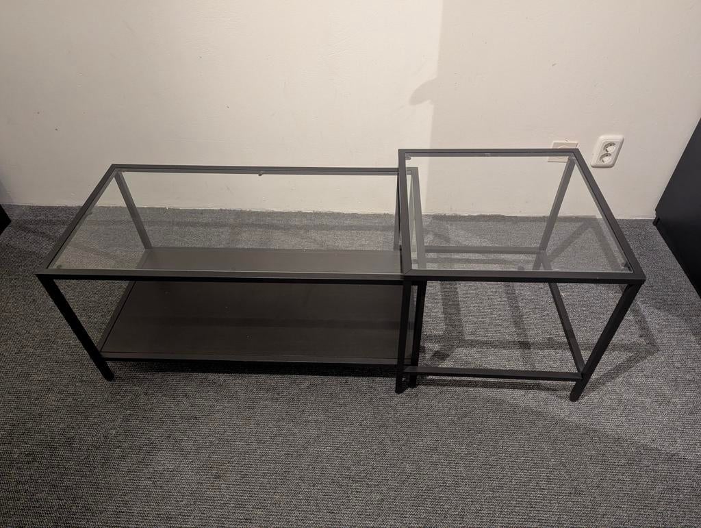 Ikea Vittsjö. Salontafel set van glas en metaal, Ophalen, 100 tot 150 cm, 50 tot 100 cm, Zo goed als nieuw