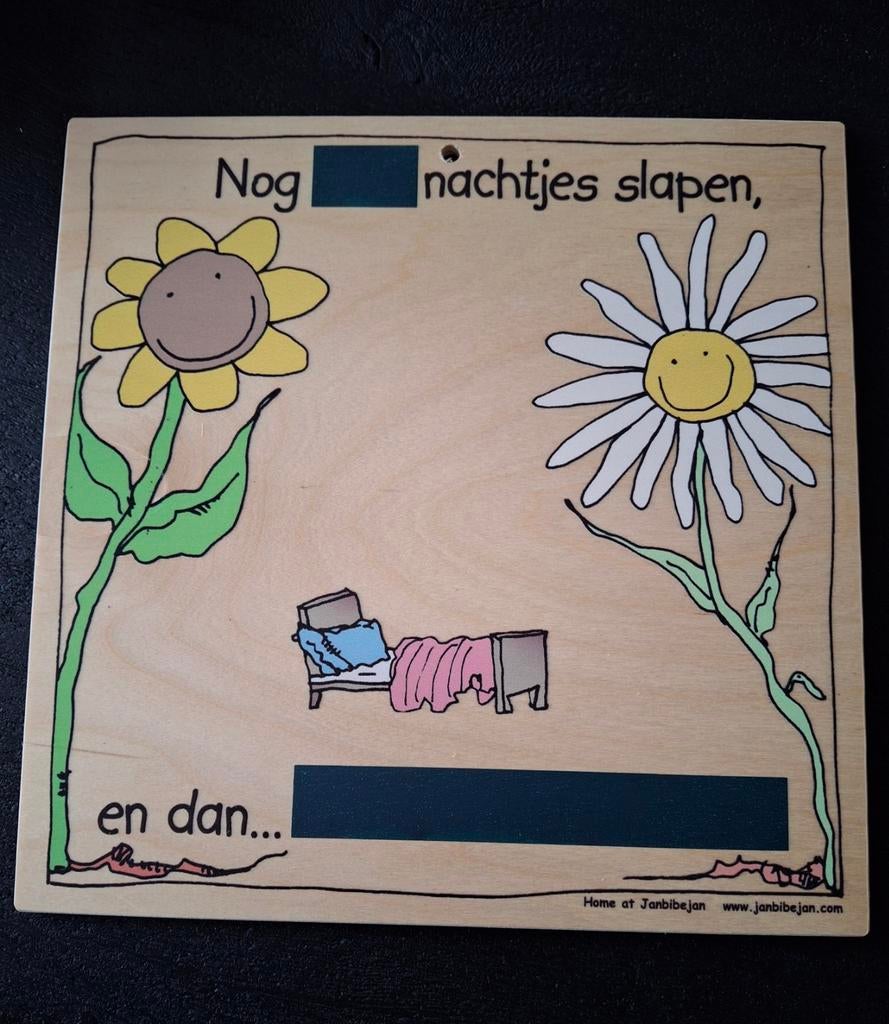 Janbibejan Nog zoveel nachtjes! Houten aftelbord, Ophalen, Zo goed als nieuw, Overige typen