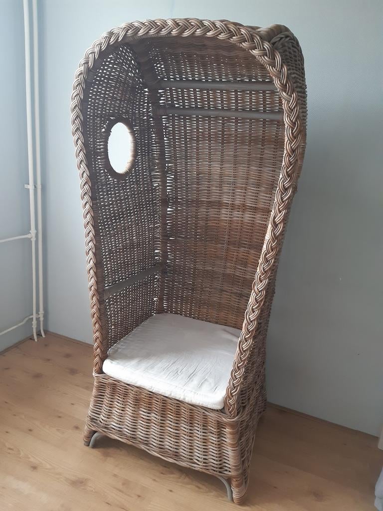 Rieten strandstoel, Ophalen, Zo goed als nieuw, Riet of Rotan, Eén