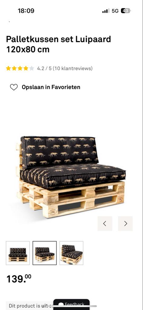 Palletkussen set Luipaard 120x80 cm (2 sets) Karwei panter, Ophalen, Zo goed als nieuw