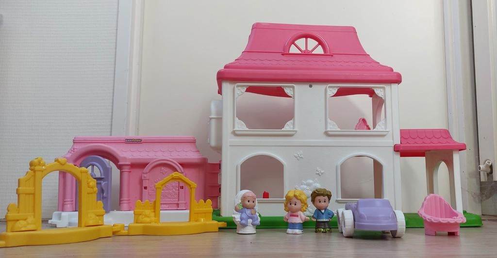 Fisher price little people roze huis, Ophalen, Zo goed als nieuw