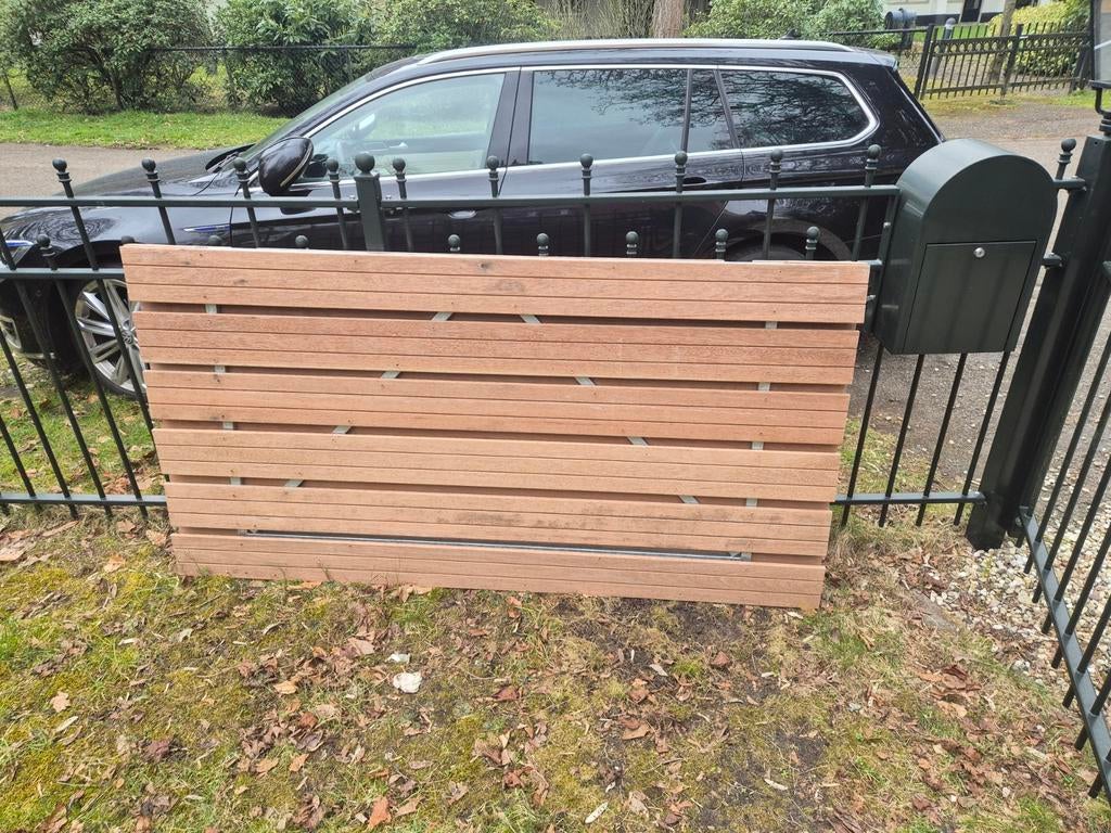 Hardhouten tuindeur 195x100 cm, Ophalen, Met poort, Gebruikt, Tuinhek