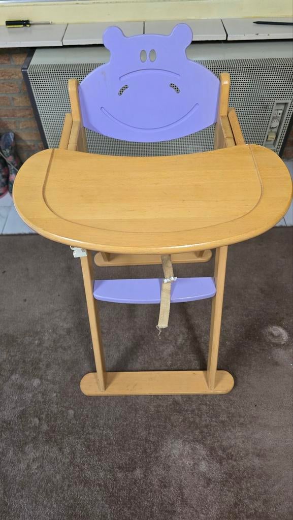 Houten kinderstoel met eetblad, Ophalen, Gebruikt, Overige typen, Gordel(s)