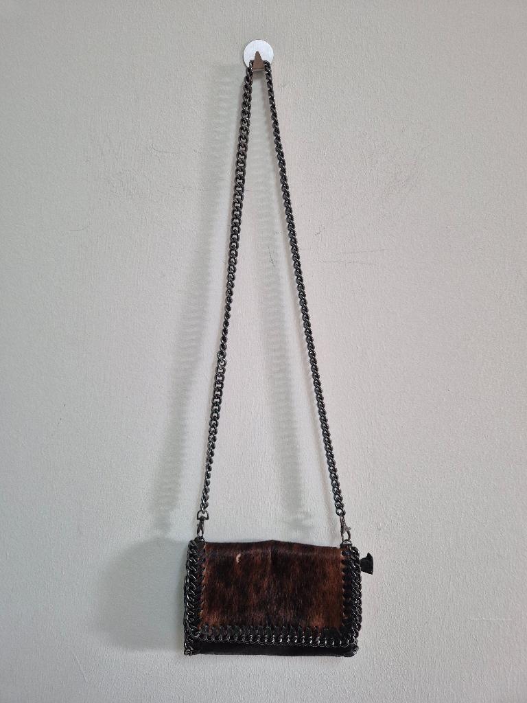 Tas32 - Klein Italiaans leren Borse in Pelle tasje 23b x 15h, Ophalen of Verzenden, Bruin, Schoudertasje