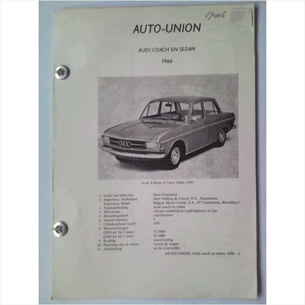 Audi Coach en Sedan Vraagbaak losbladig 1966 #2 Nederlands, Boeken, Auto's | Boeken, Ophalen of Verzenden, Gelezen, Audi