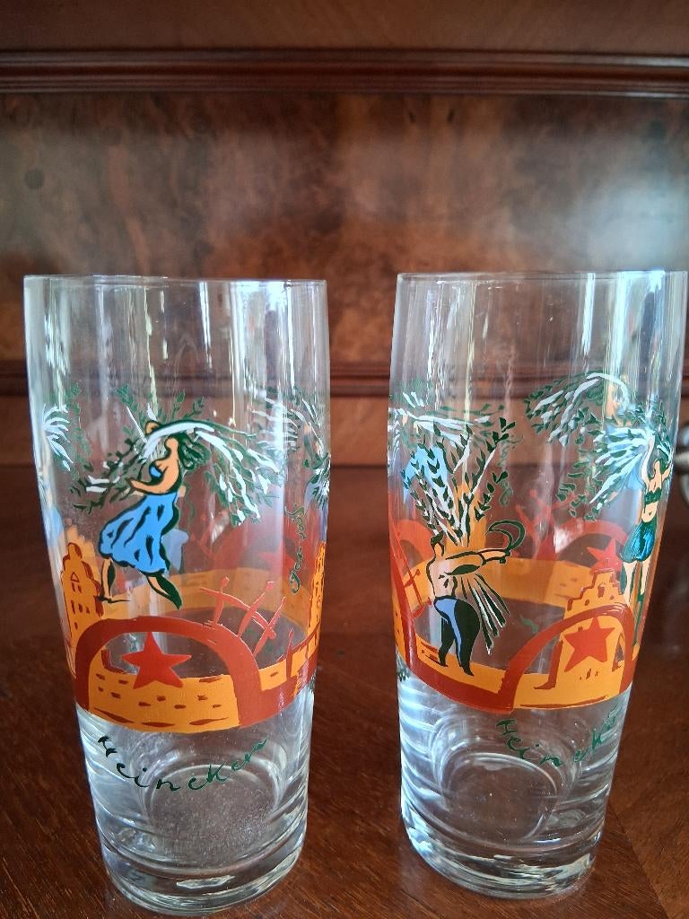 Heineken glazen fluitje uniek design 1996, Ophalen of Verzenden, Zo goed als nieuw, Glas of Glazen, Heineken