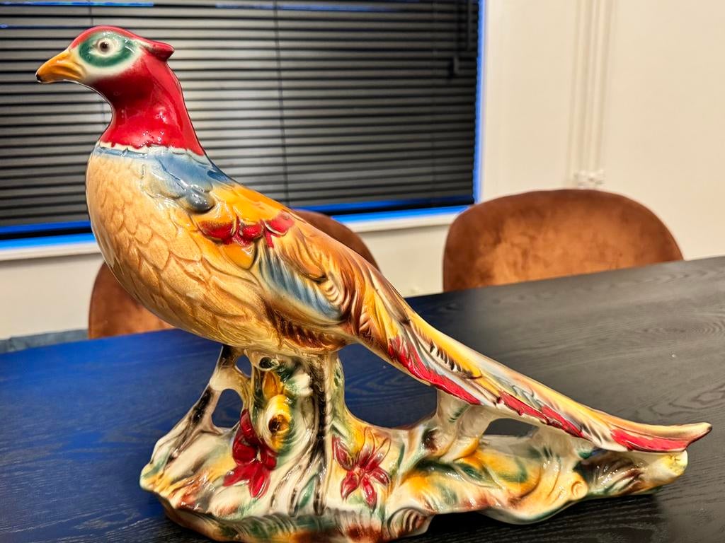 Polspotten Keramisch fazant beeld decoratie - €55., Ophalen, Vintage, Meerkleurig, Zo goed als nieuw
