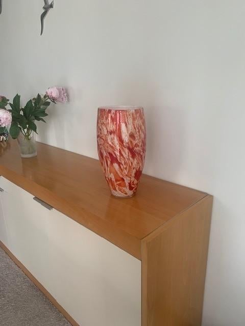 Mooi originele rood gemêleerde vaas van Fidrio Holland, Ophalen, 50 tot 75 cm, Nieuw, Glas