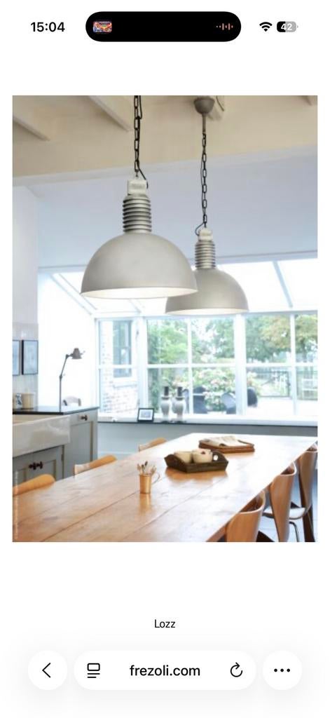 2 Frezoli hanglampen - Industrieel design, Ophalen, Zo goed als nieuw, Metaal, Minder dan 50 cm