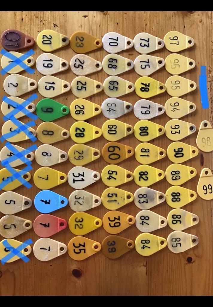 56 Stuks nummer voor oa schaap. Merk : Dalton, Prima, Horka., Ophalen of Verzenden