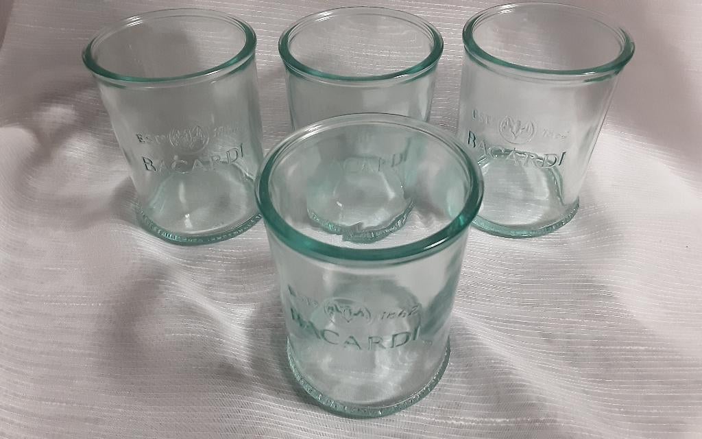 BACARDI MOJITO glazen, laag, 4 stuks (#20), Ophalen of Verzenden, Zo goed als nieuw, Borrel- of Shotglas