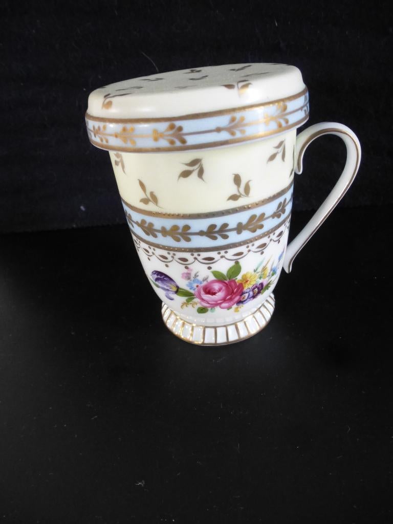 Meander theebeker met filter en deksel, nieuw, Ophalen of Verzenden