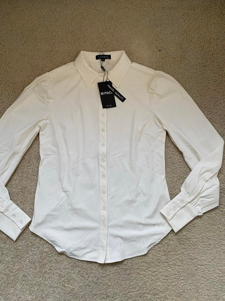 Nieuwe witte blouse Mi Piace, maat M, travel quality, Ophalen of Verzenden, Nieuw, Maat 38/40 (M), Wit