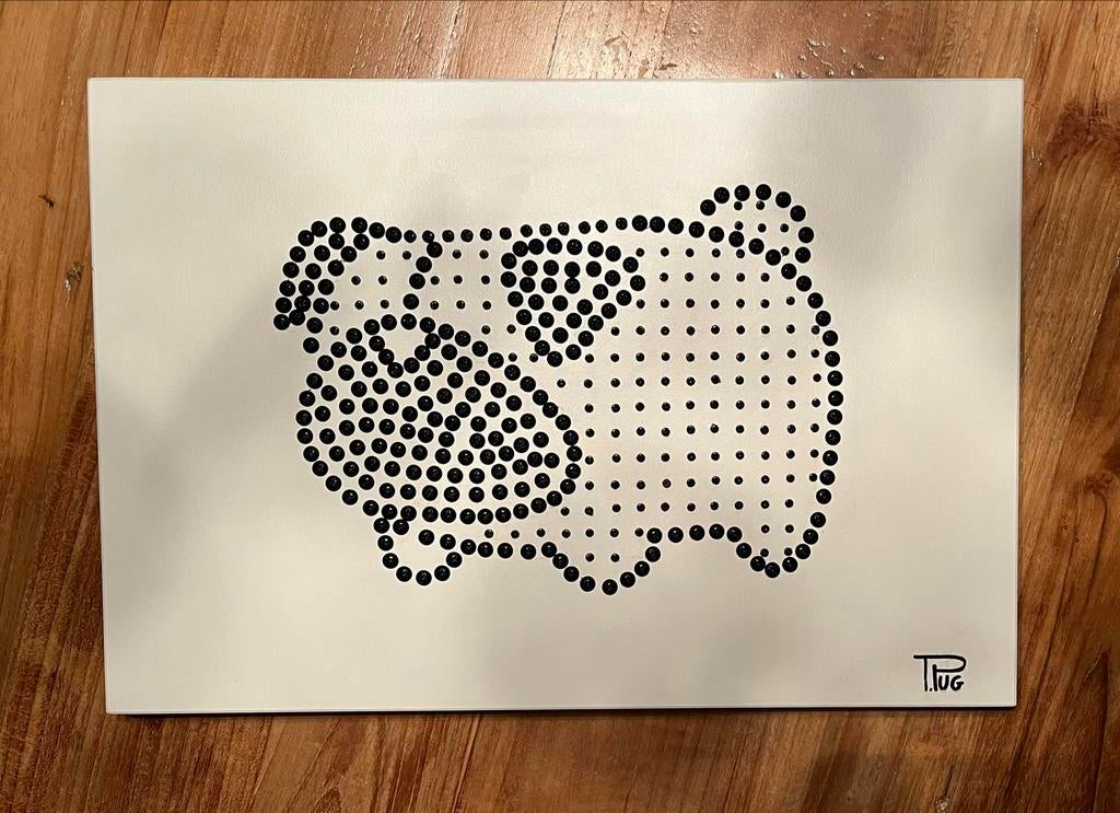 Uniek handgemaakt kunstwerkje: Minimalistische Mopshond, Ophalen of Verzenden