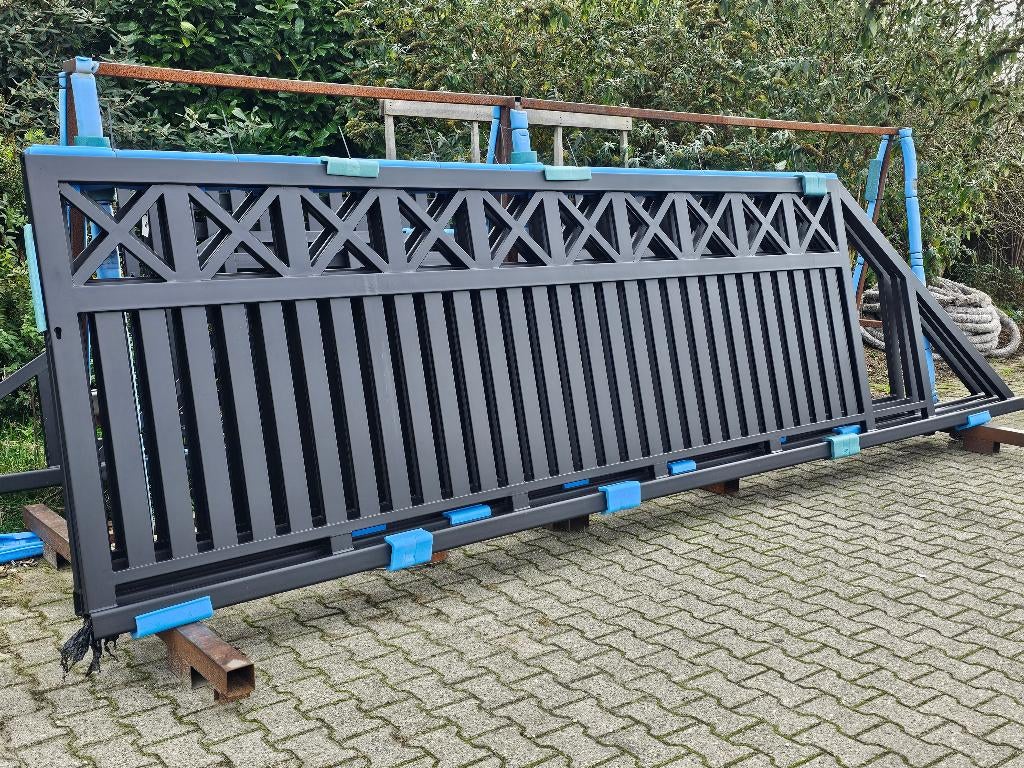 Woodlook schuifpoort in 2 afmetingen: 4 en 5 meter doorgang., Staal, Schuifpoort, Nieuw, Ophalen of Verzenden