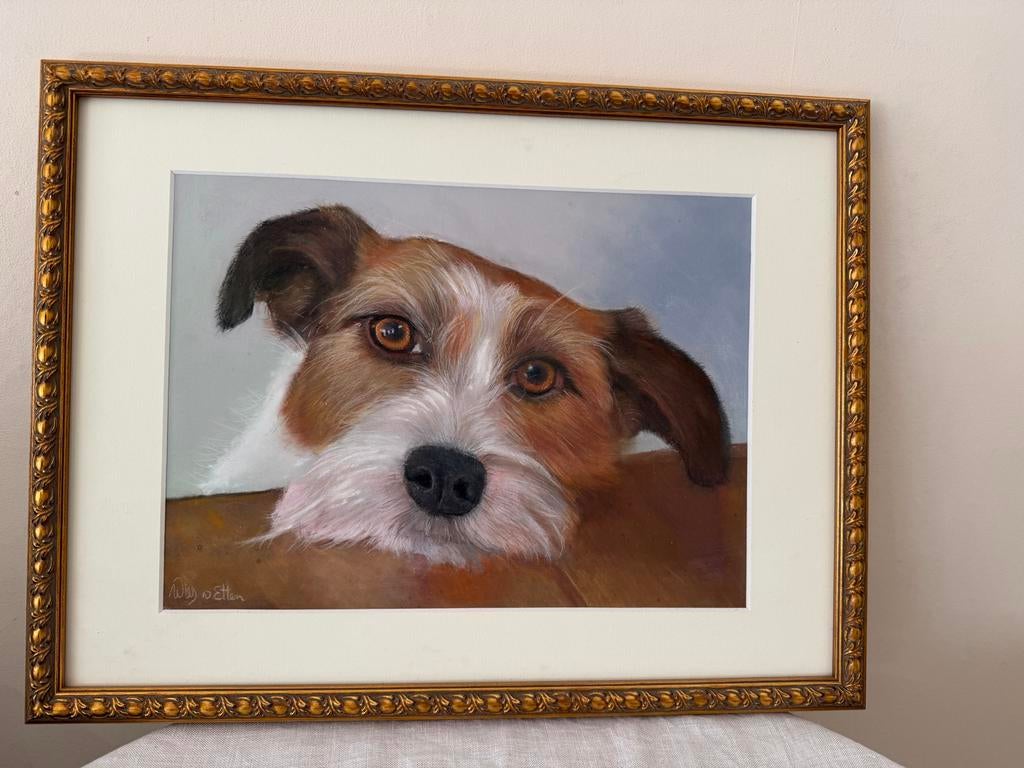 Schilderij hond in lijst, Antiek en Kunst, Kunst | Schilderijen | Klassiek, Ophalen of Verzenden