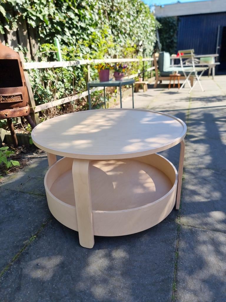 Ikea Borgeby salontafel - Berkenfineer - Zeer goede staat, Huis en Inrichting, Tafels | Salontafels, 50 tot 100 cm, Rond, Zo goed als nieuw