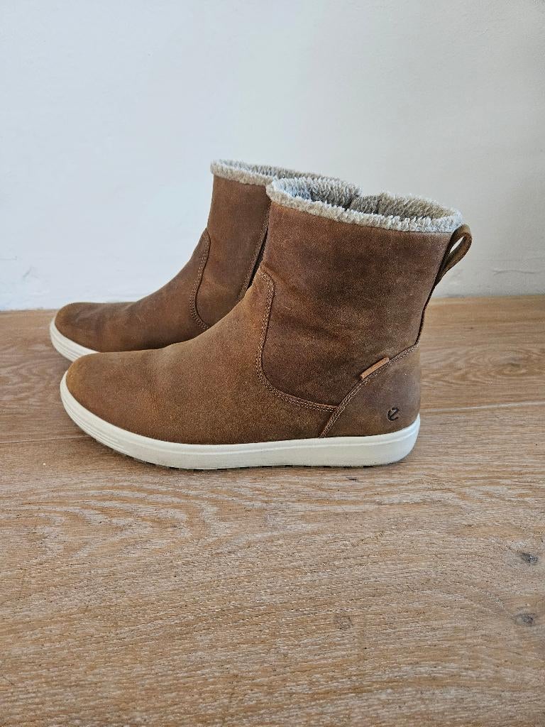 Ecco Soft 7 Tred gevoerde boots kleur Cognac maat 40, Ecco, Bruin, Lage of Enkellaarzen, Ophalen of Verzenden