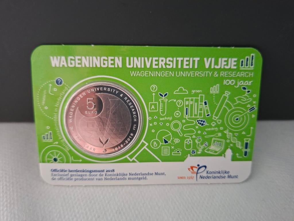 Wageningen Universiteit Vijfje 2018 - Zwaar Verzilverd, Postzegels en Munten, Munten | Nederland, Verzenden, Koningin Beatrix