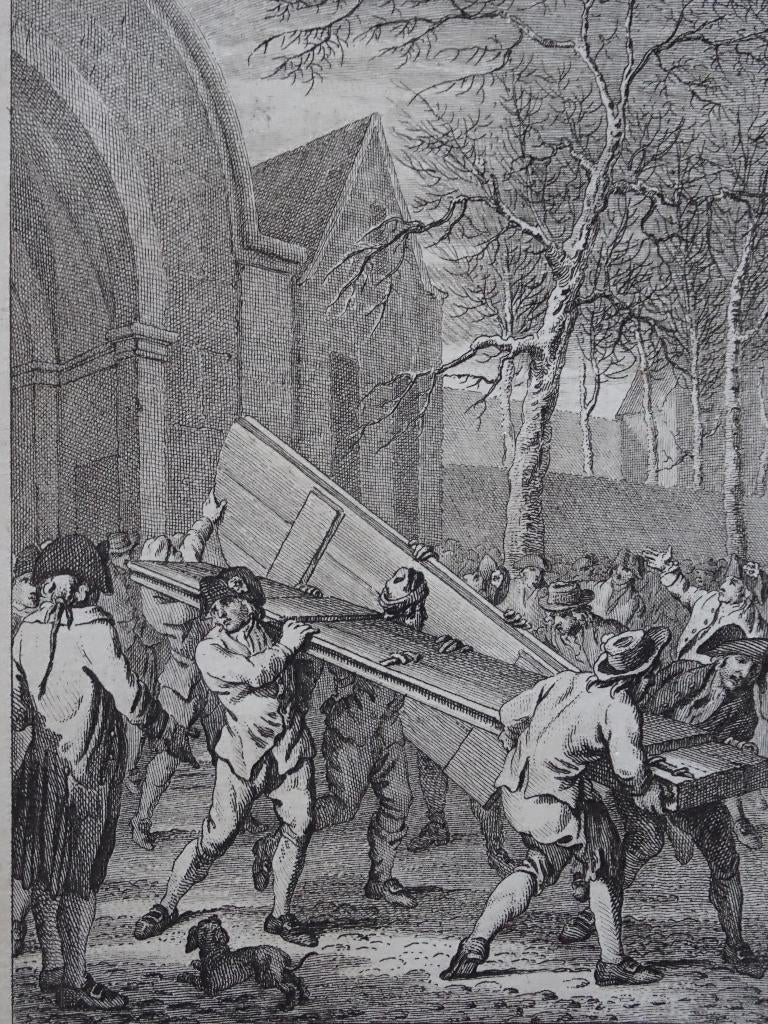 gravure afbreken stadspoorten Franeker Vinkeles 1790, Antiek en Kunst, Verzenden