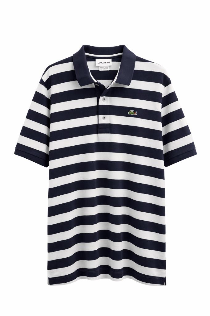 Original Lacoste striped polo shirt in excellent condition., Ophalen of Verzenden, Zo goed als nieuw, Halswijdte 41/42 (L), Wit