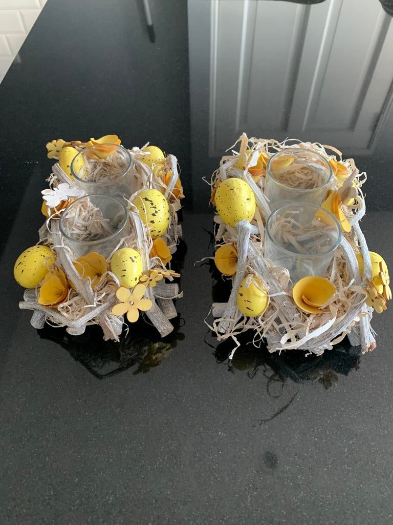 Twee super leuke paasstukjes voor waxinelichtjes, Ophalen, Zo goed als nieuw