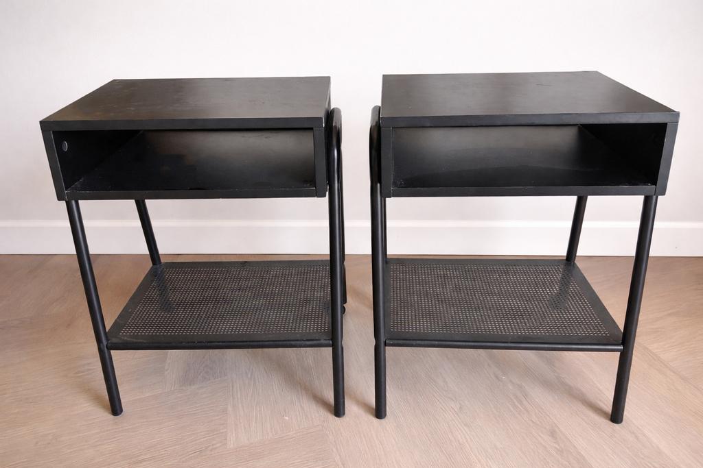 2x IKEA SETSKOG Nachtkastjes, Minder dan 45 cm, Metaal of Aluminium, Zo goed als nieuw, 55 tot 70 cm