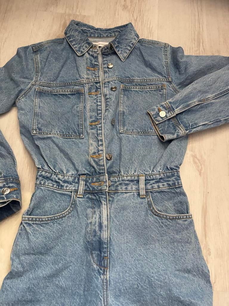 Denim jumpsuit zara 0 keer gedragen, Kleding | Dames, Jumpsuits, Ophalen of Verzenden, Nieuw, Maat 36 (S), Blauw