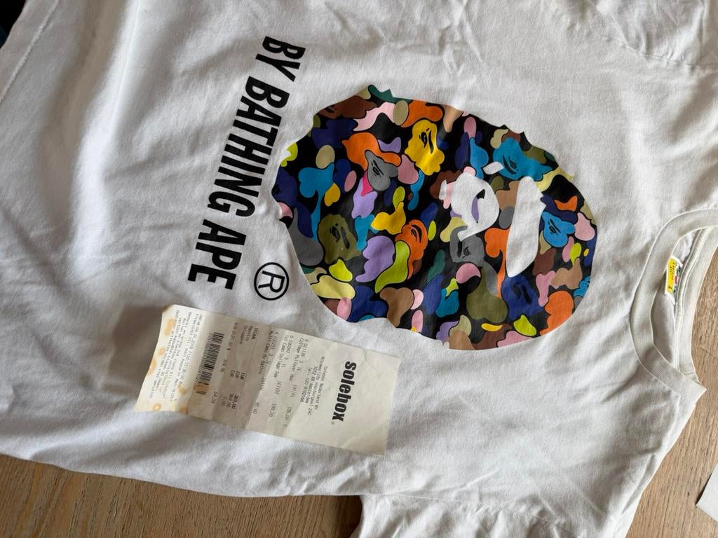 BAPE T-shirt Ape Head wit maat L origineel, Ophalen of Verzenden, Zo goed als nieuw, Maat 52/54 (L), Wit