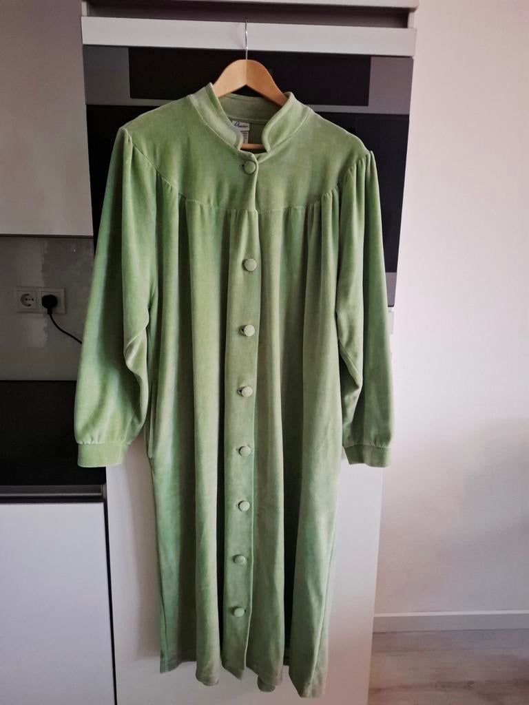 Plantier velours badjas, knoopsluiting, mintgroen, mt 48/50, Plantier, Ophalen of Verzenden, Zo goed als nieuw, Lingerie of Zwemkleding