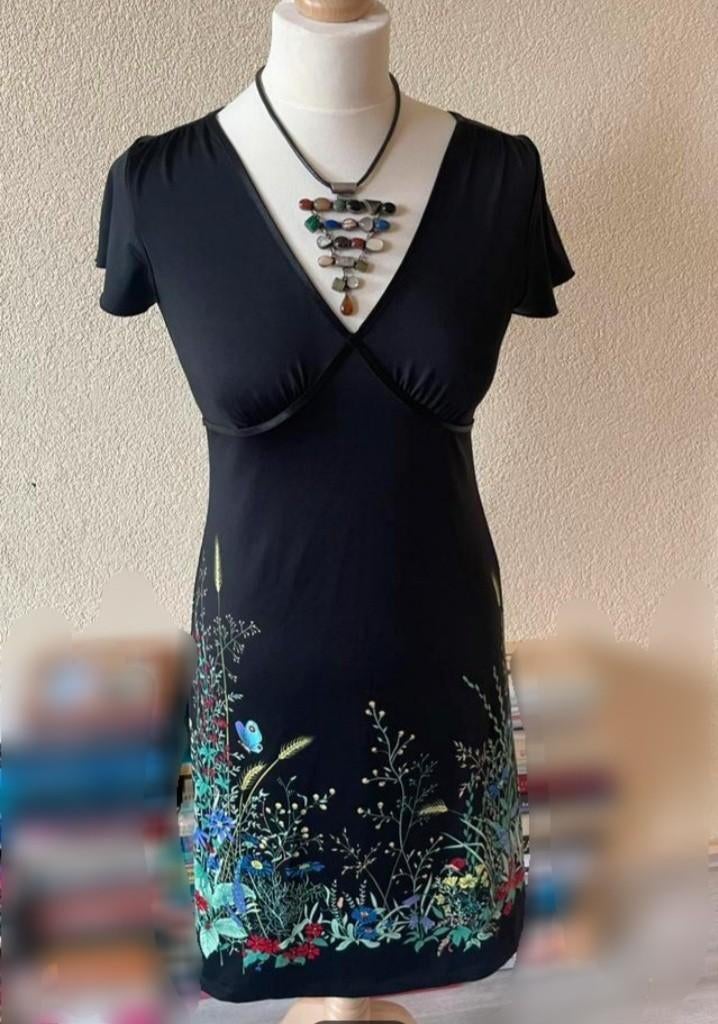 KING LOUIE travel jurkje zwart met bloemenprint maat S, Zwart, Ophalen of Verzenden, Zo goed als nieuw, King Louie