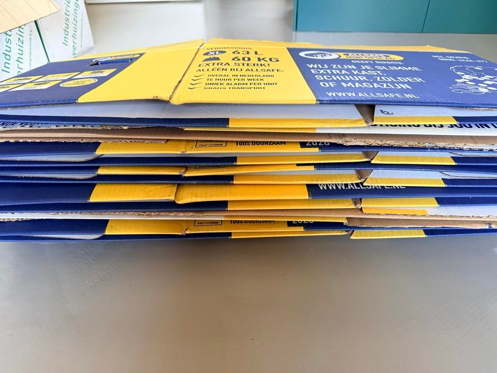 12 AllSafe verhuisdozen, 10x 60kg en 2x 50kg, Ophalen, 40 tot 60 cm, 50 tot 75 cm, 35 tot 50 cm