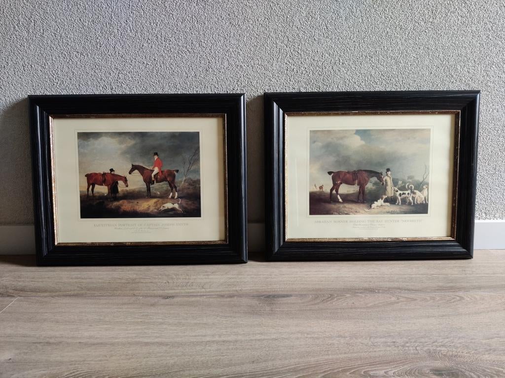 Set van 2 Ingelijste Prenten met Jachttaferelen, Ophalen of Verzenden