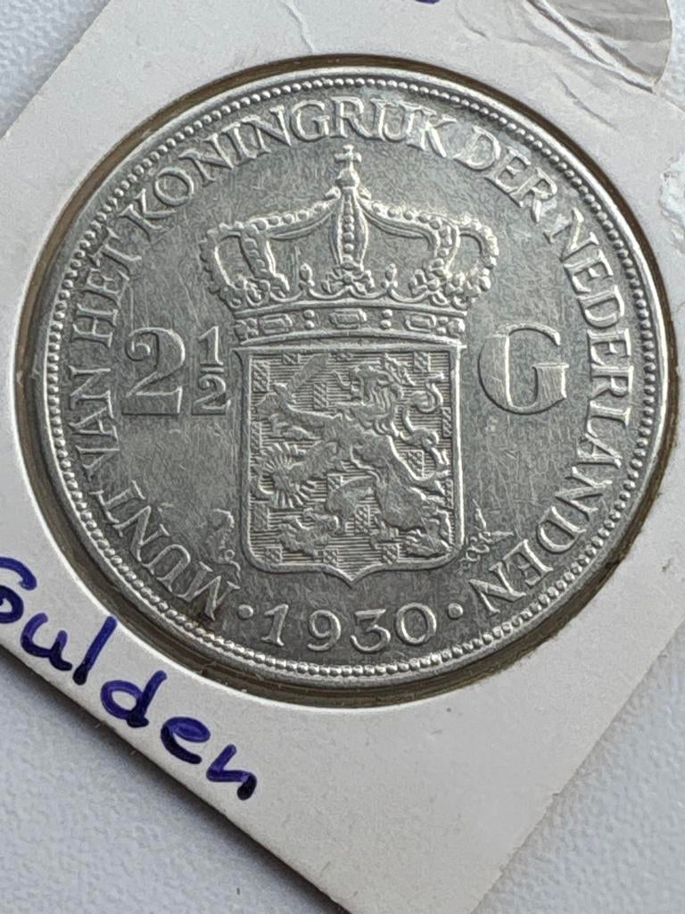 2,5 gulden 1930 Wilhelmina, Postzegels en Munten, Munten | Nederland, Zilver, Ophalen of Verzenden, Koningin Wilhelmina, Losse munt